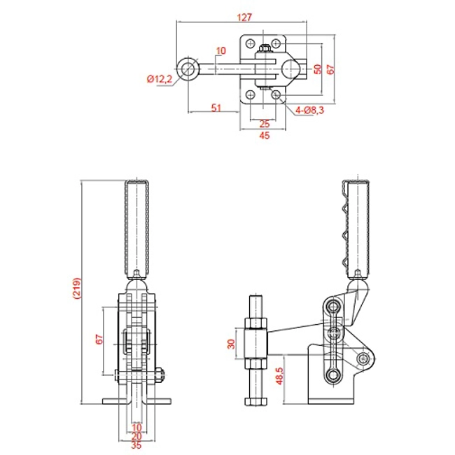 Vendita online Bloccaggio saldabile serie pesante base piatta braccio fisso 710 Kg.